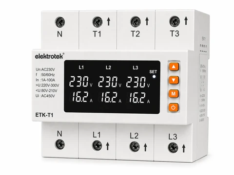 Elektrotek ETK-T1 100A voltaj ve akım koruma rölesi