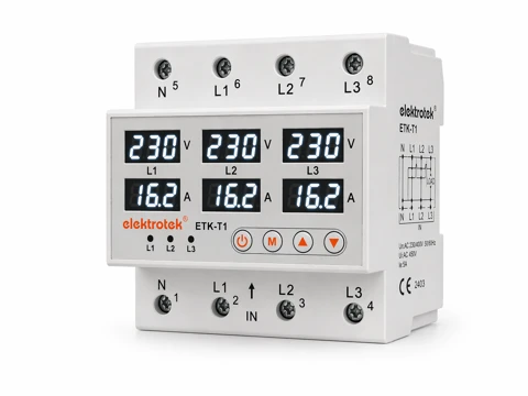 Elektrotek ETK-T1 63A voltaj ve akım koruma rölesi